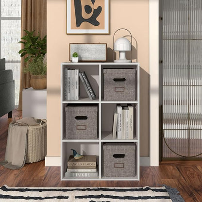 Homes: Inside + Out Apexa 6-Cube Storage Organizer Shelves, Stackable Wood - Image 2