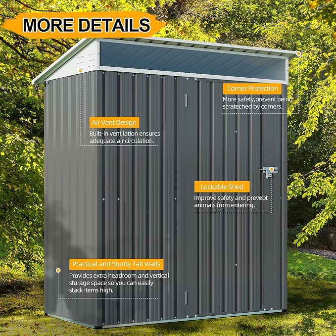 Shintenchi 5x3 FT Outdoor Storage Shed - Image 4