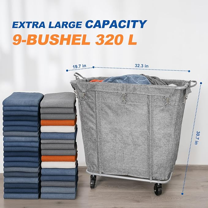 PLKOW Laundry Cart with Wheels 320L Large Rolling Laundry Cart - Image 2