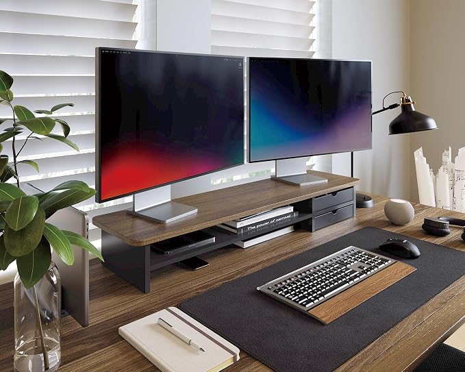 Fenge Monitor Stand, Dual Monitor Riser, 42.5inch Large Desk Computer Monitor - Image 3