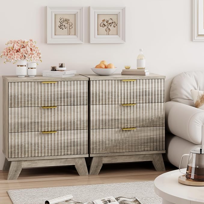 Fluted Nightstand, Mid Century Modern Wood Night Stand - Image 7