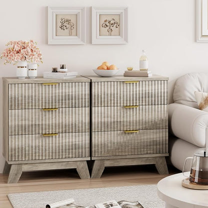 Fluted Nightstand, Mid Century Modern Wood Night Stand - Image 7