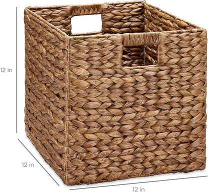 Best Choice Products 12x12in Pack of 5 Cube Storage Baskets, Water Hyacinth - Image 2