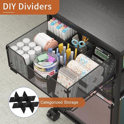 Sbanmao Rolling File Cart with 3 Drawers, File Cabinet with DIY Divider - Image 3