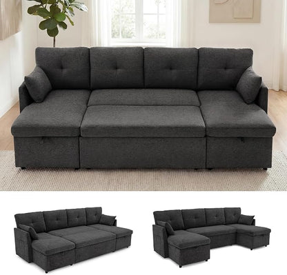 Huatean Home Oversized Sleeper Sofa Couch, 100 inch 2 in 1 Pullout Couch Bed by huateanhome