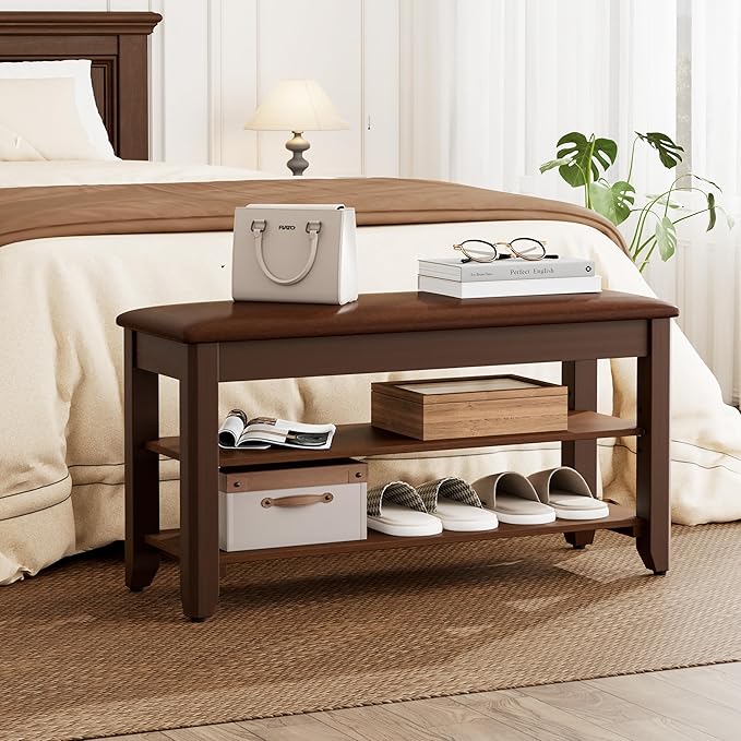 Homleke 2-Tier Solid Wood Shoe Rack Bench - Image 4