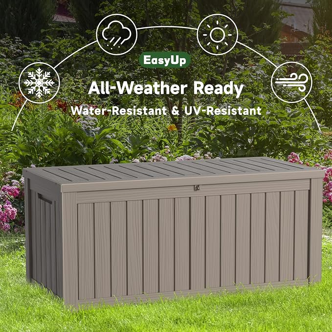EasyUp 150 Gallon Outdoor Storage Box Waterproof, UV Resistant Resin Deck Box - Image 7
