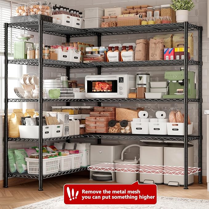REIBII 70" W Storage Shelves Load 1600LBS, Metal Shelving 5-Tier Wire Shelving - Image 5