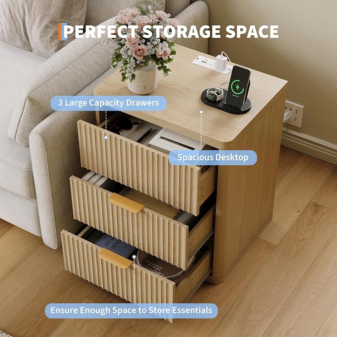GarveeHome Fluted Nightstand - Image 4