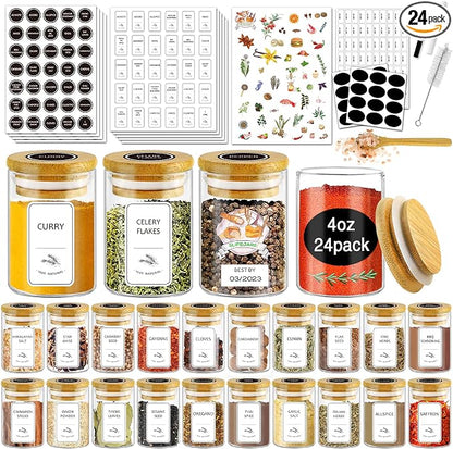 SLifeJars-Spice Jars with Label, 4 oz 24 pcs Spice Containers Glass Jars with by LockinGoodnessSimplifyYou
