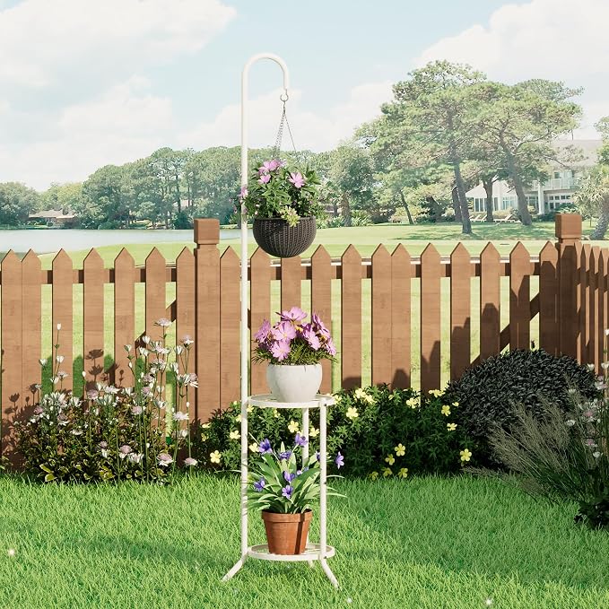 2-Tier Hanging Plant Stand, Heavy Duty Metal Planter Rack - Image 6