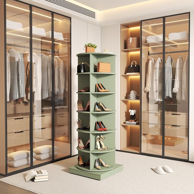 Rotating Shoe Rack Tower, 6-Tier Spinning Shoe Rack, Free Standing 360° - Image 6