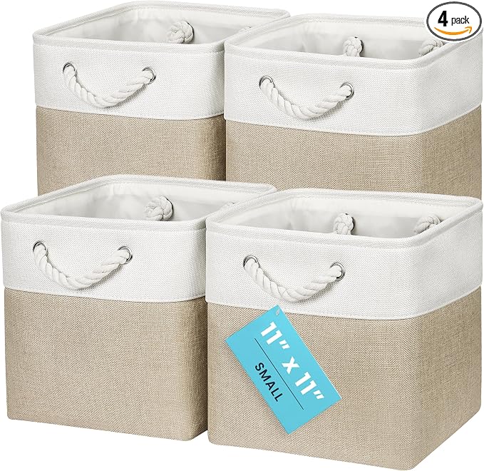 OrganiHaus 11x11 Cube Storage Bins 4 Pack, Foldable Cube Storage Organizer w/ by OrganiHaus