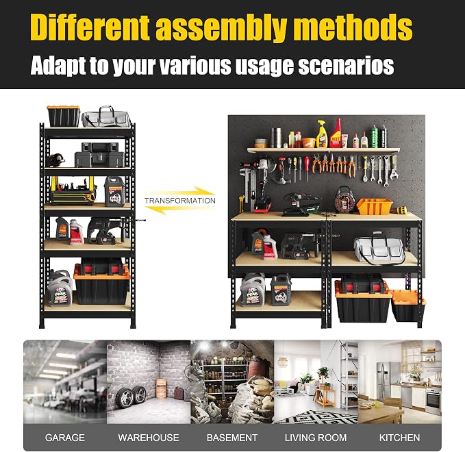 PrimeZone Storage Shelves, 27.5" W X 12" D X 59" H Adjustable Metal Heavy Duty - Image 7