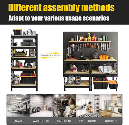 PrimeZone Storage Shelves, 27.5" W X 12" D X 59" H Adjustable Metal Heavy Duty - Image 7