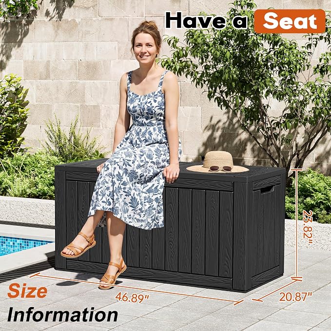 Outdoor Deck Storage Box, Resin Deck Boxes Indoor and outdoor, Waterproof - Image 2