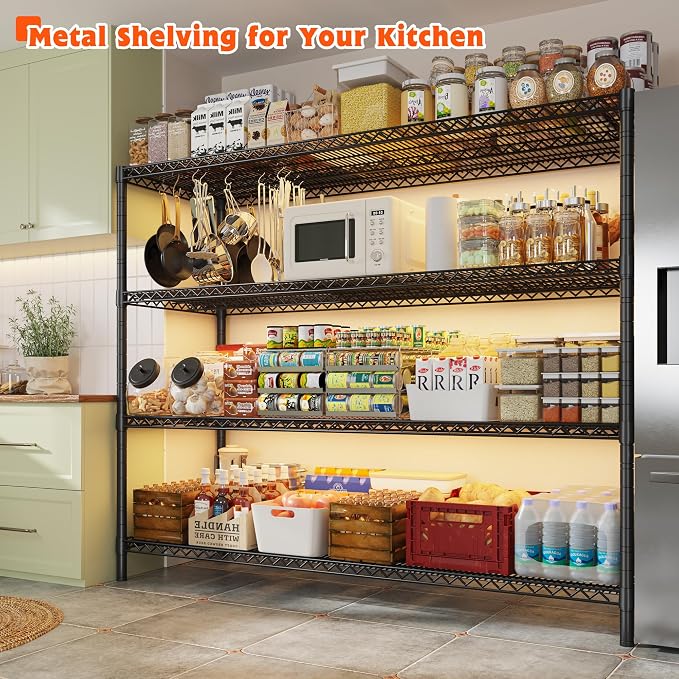 REIBII 60" W ×24" D×65.3" H, 4 Tier Wire Shelving 2878LBS Heavy Duty Steel - Image 2