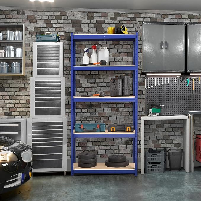 Yaheetech 5-Tier Heavy Duty Storage Shelves 35.5" W x 12" D x 71" H Blue | - Image 5
