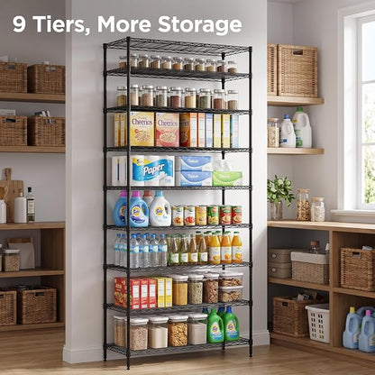 Finnhomy 9-Tier Wire Shelving Unit Adjustable Steel Wire Rack Shelving - Image 7