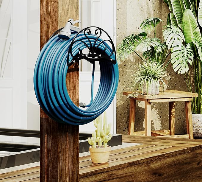 Fire Beauty Heavy-Duty Metal Hose Holder, Wall-Mounted Garden Hose Reel - Image 9