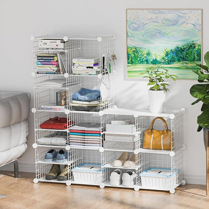 Wire Cube Storage Organizer, 12 Cubes Converted into 14 Cubes, Sturdy Metal - Image 2