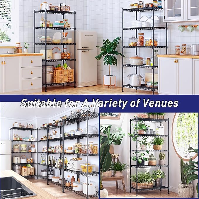 Storage Shelves Adjustable Metal Shelving Unit 5 Tier Wire Shelving, 1010LBS - Image 8