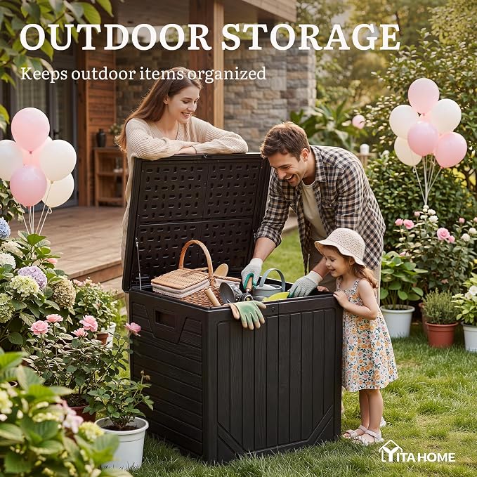 YITAHOME 150 Gallon Large Outdoor Deck Box, Lockable Resin Double-Wall Storage - Image 7