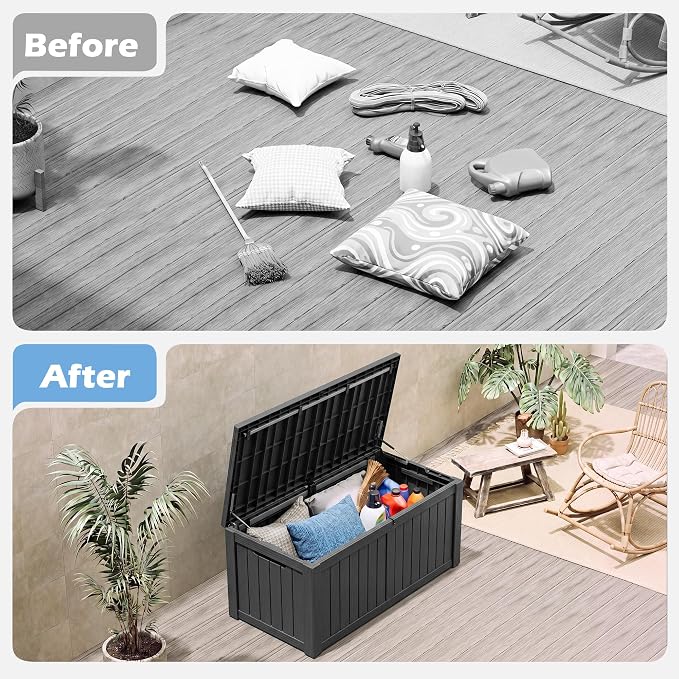 Outdoor Storage Box, 155 Gallon Resin Deck Boxes Outdoor Waterproof - Image 6
