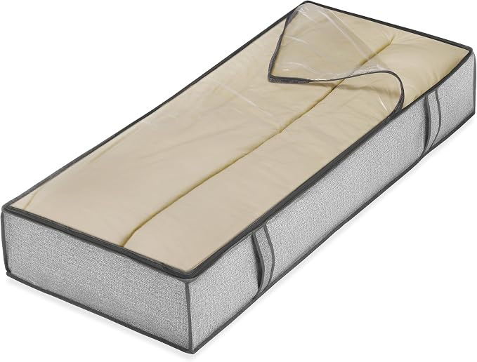 Whitmor Zippered Jumbo Underbed Bag Crosshatch Gray by Whitmor