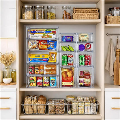 Sorbus Stackable Clear Storage Drawers, 4 Pack Pull-Out Organizer Bins – - Image 4
