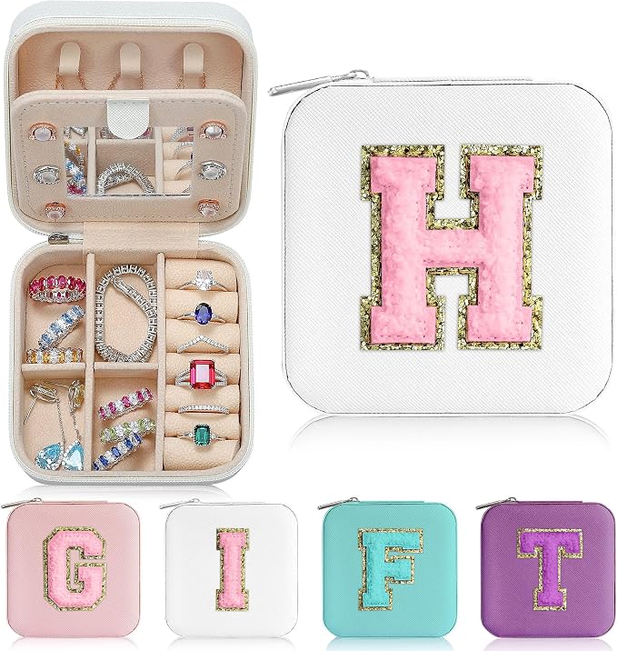Parima Jewelry Case for Women Girls, H Initial Jewelry Boxes | Small Jewelry by PARIMA