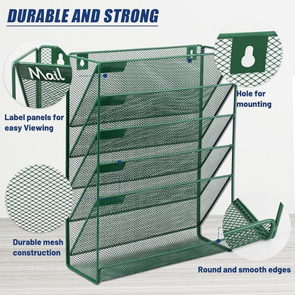 EASEPRES Desk File Organizer Mesh 6-Tier, Hanging Wall Mount Document - Image 4