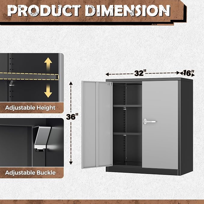 INTERGREAT Metal Garage Storage Cabinet, Small Steel Cabinet - Image 3