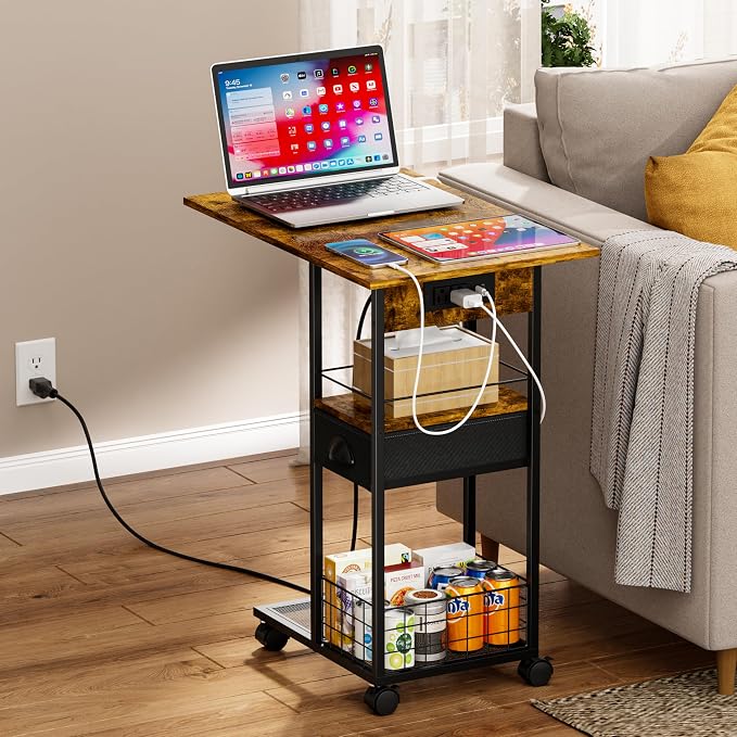 Rolling C-Shaped Side Table - Image 7