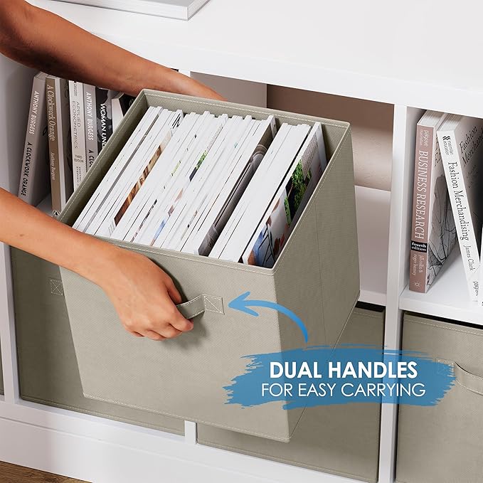 Set of 8 Foldable Fabric Storage Cube Bins | Collapsible Cloth Organizer - Image 4