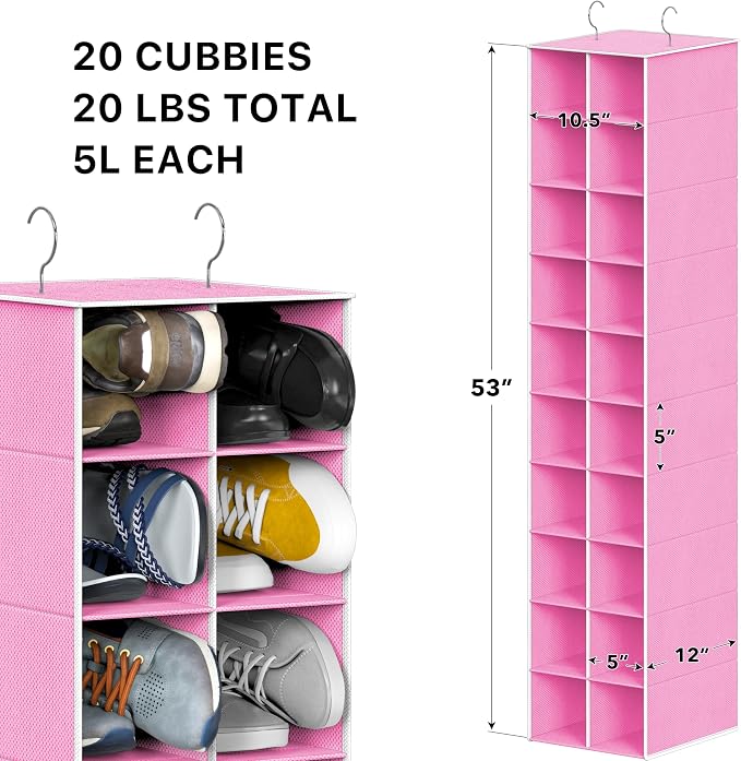 Simple Houseware 20 Section Shelves Hanging Shoes Organizer Holder - Image 3