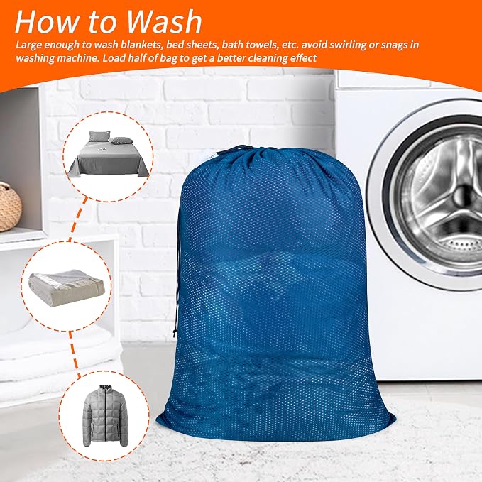 Polecasa Heavy Duty Diamond Mesh Laundry Bag, Machine Washable, Commercial Grade - Image 6