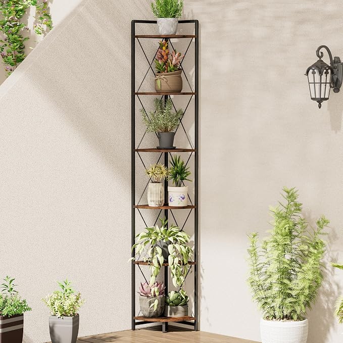 6 Tier Corner Shelf Stand, Metal Corner Shelf, Plant Stand Display Shelf - Image 3