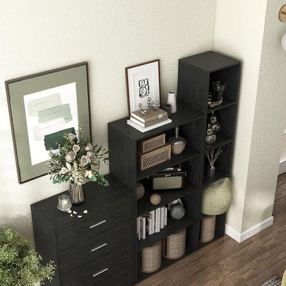 Homes: Inside + Out Apexa 3-Cube Storage Organizer Shelves, Stackable Wood - Image 12
