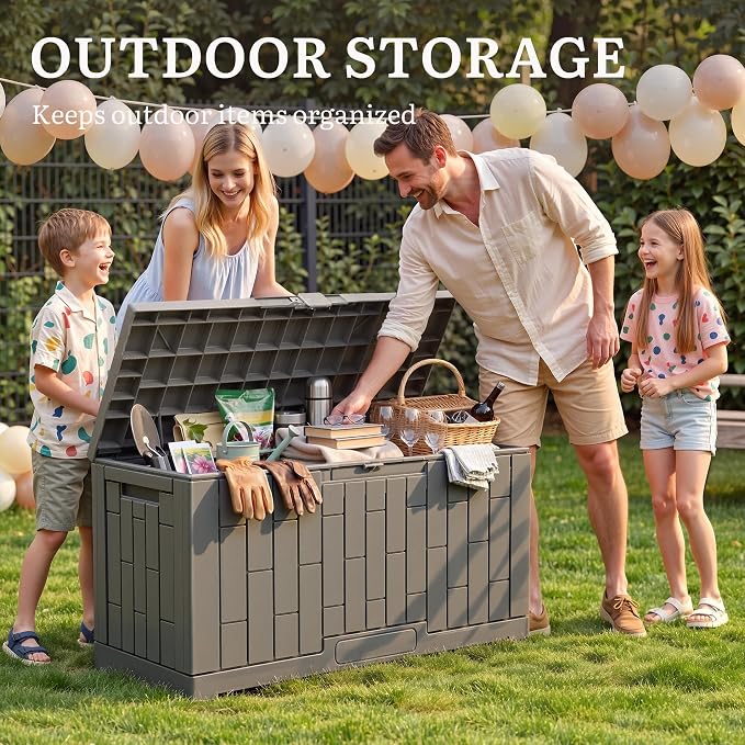 YITAHOME 60 Gallon Outdoor Storage Box, Waterproof Resin Deck Box - Image 6