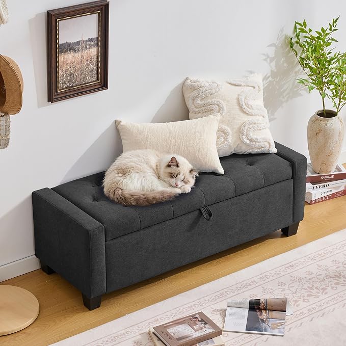 Huatean Home 43" Ottoman with Storage, Storage Ottoman Bench with Safety Hinge - Image 5