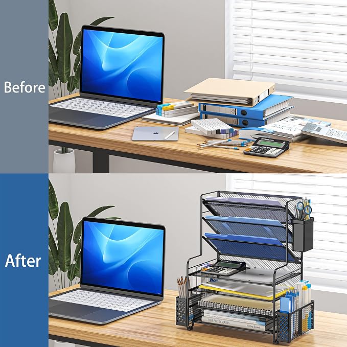 Simple Trending 7 Tier Desk File Organizer, Letter Tray Paper Organizer - Image 4