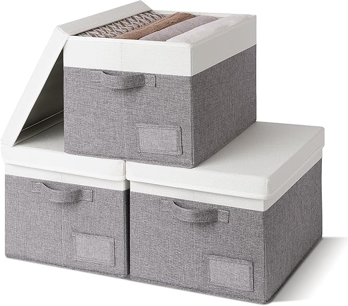 GRANNY SAYS Storage Bins with Lids, Linen Closet Storage Boxes, Collapsibe by GRANNYSAYS
