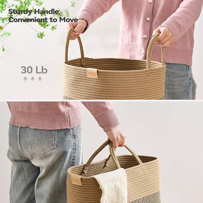 80L Laundry Hamper Basket, Baby Nursery Woven Storage Basket - Image 4