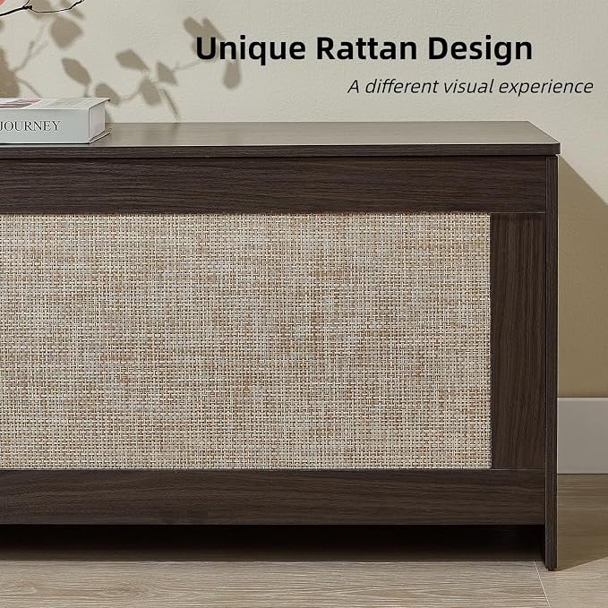 51.2" Storage Chest, Obsidian Black | Extra Large, Rattan Storage Bench - Image 6