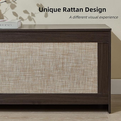 51.2" Storage Chest, Obsidian Black | Extra Large, Rattan Storage Bench - Image 6