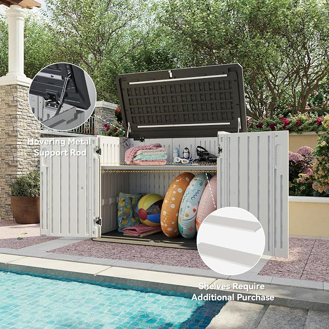 Aoxun 35 Cu.Ft Outdoor Storage Shed, Waterproof Horizontal Resin Cabinet - Image 4