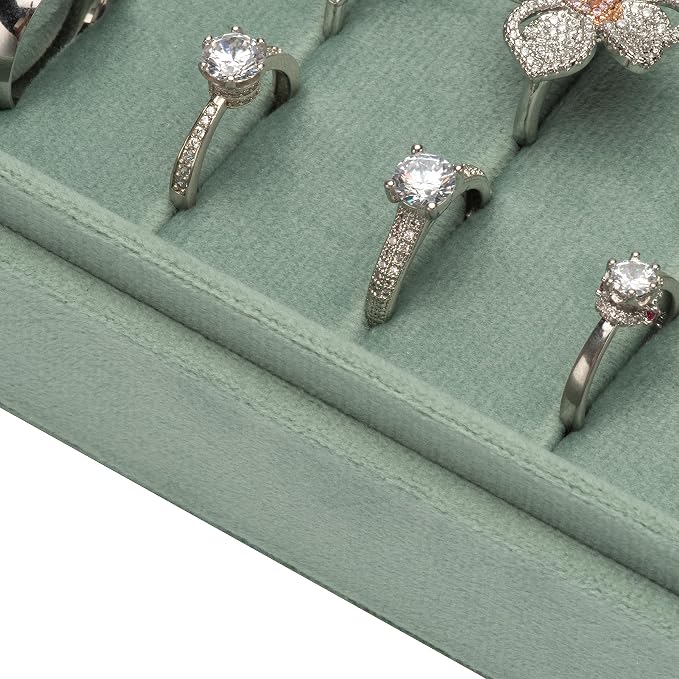 Velvet Ring Organizer Display Tray Jewelry Box Earring Holder Case - Image 3