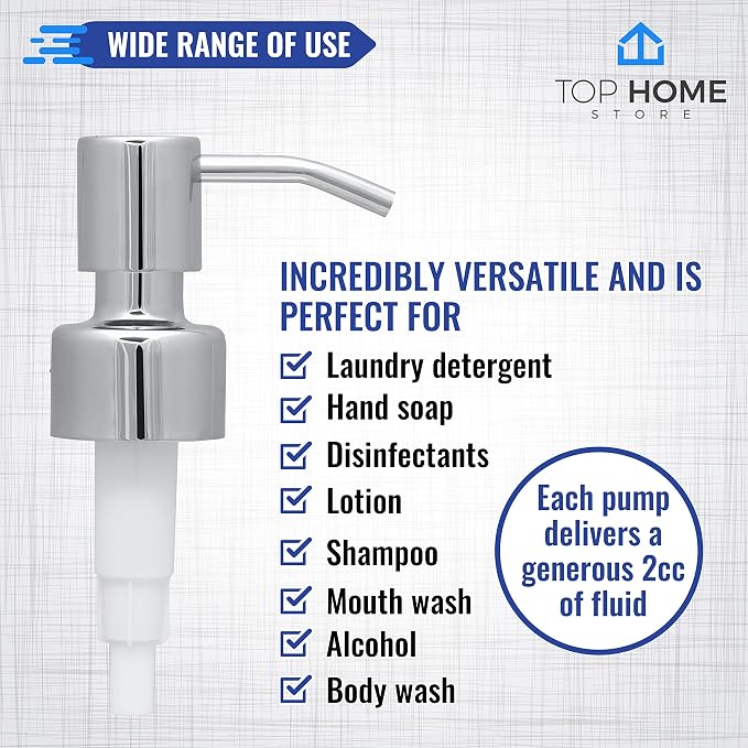 Stainless Steel Soap and Lotion Dispenser Pumps, Replacement - Image 4