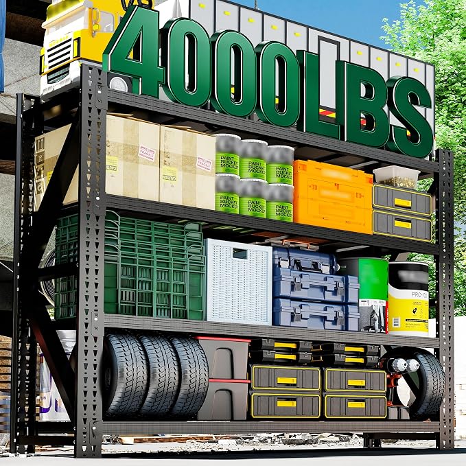 4-Tier Heavy Duty Garage Shelving, Industrial Shelving - Image 2